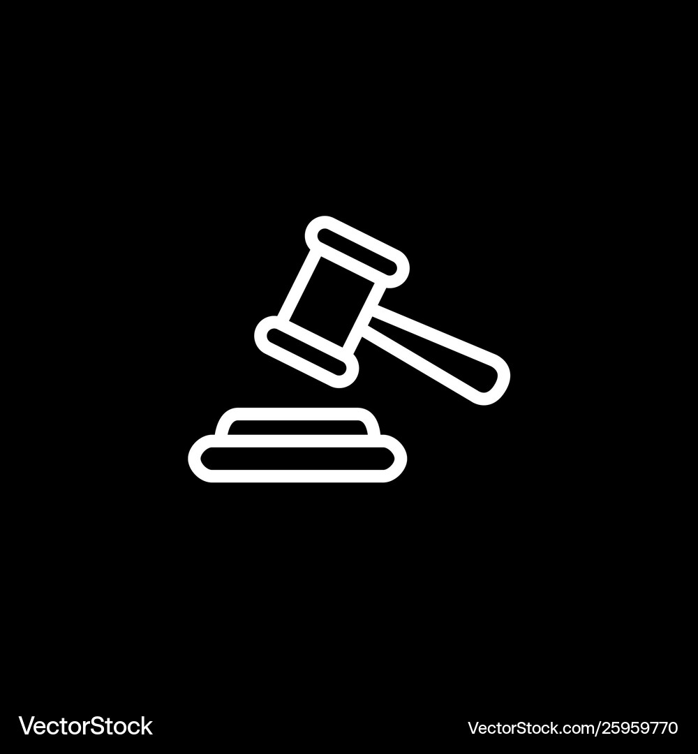 Justice gavel line icon on black background Vector Image