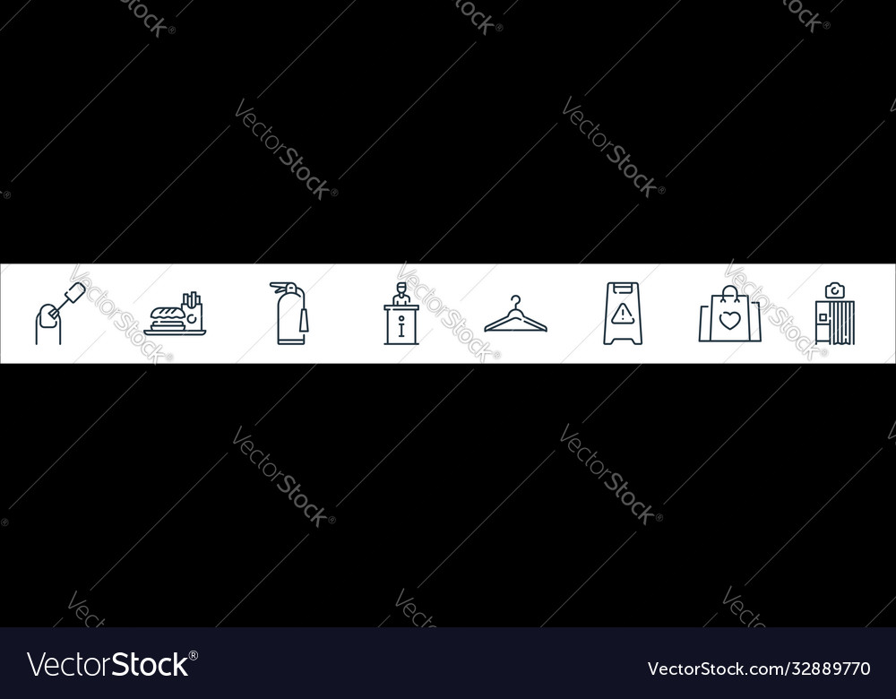 Mall line icons linear set quality vector image Mall line icons linear set quality