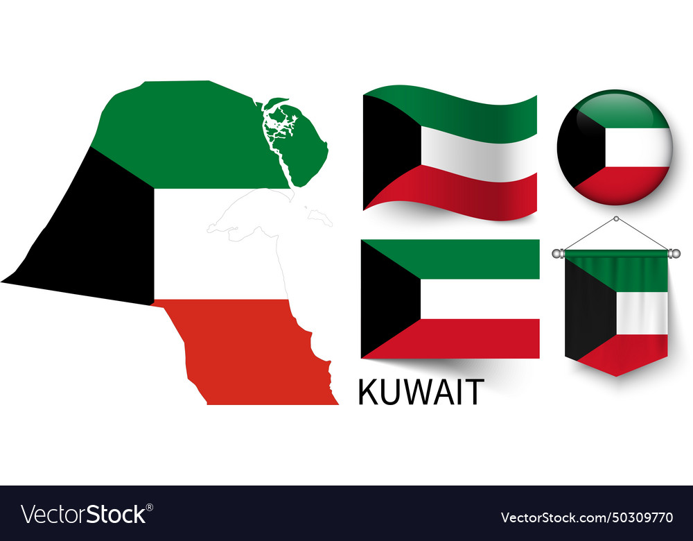 Map of kuwait and the various flags