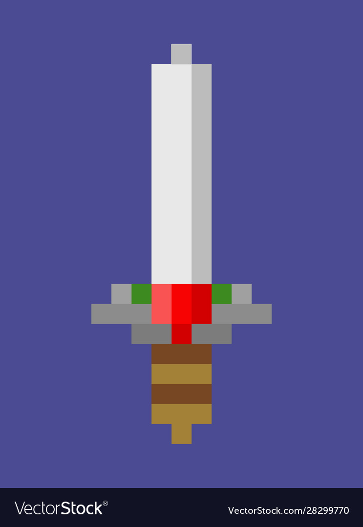 Pixel sword with handle and sharp blade vector image Pixel sword with handle and sharp blade