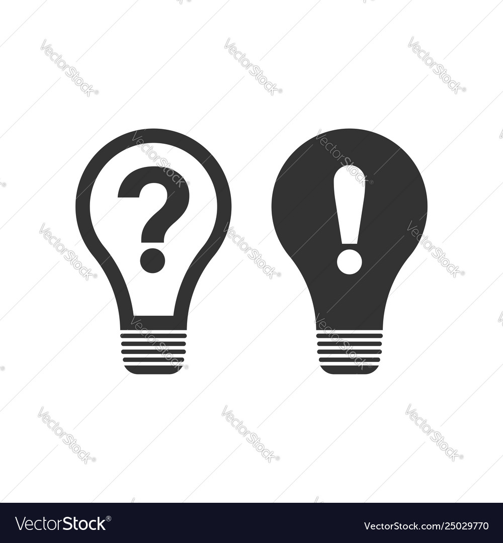 Problem solution icon in flat style light bulb vector image Problem solution icon in flat style light bulb