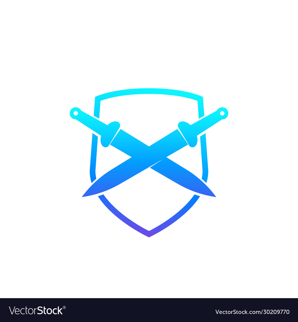 Rpg game icon with swords and shield