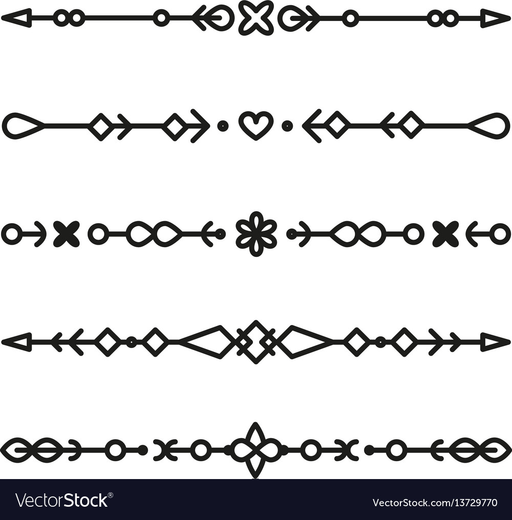 Set decorative dividers tribal style Royalty Free Vector