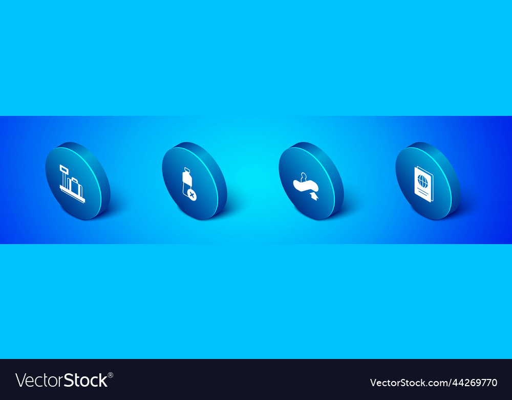 Set isometric scale with suitcase escalator up Vector Image Set isometric scale with suitcase escalator up