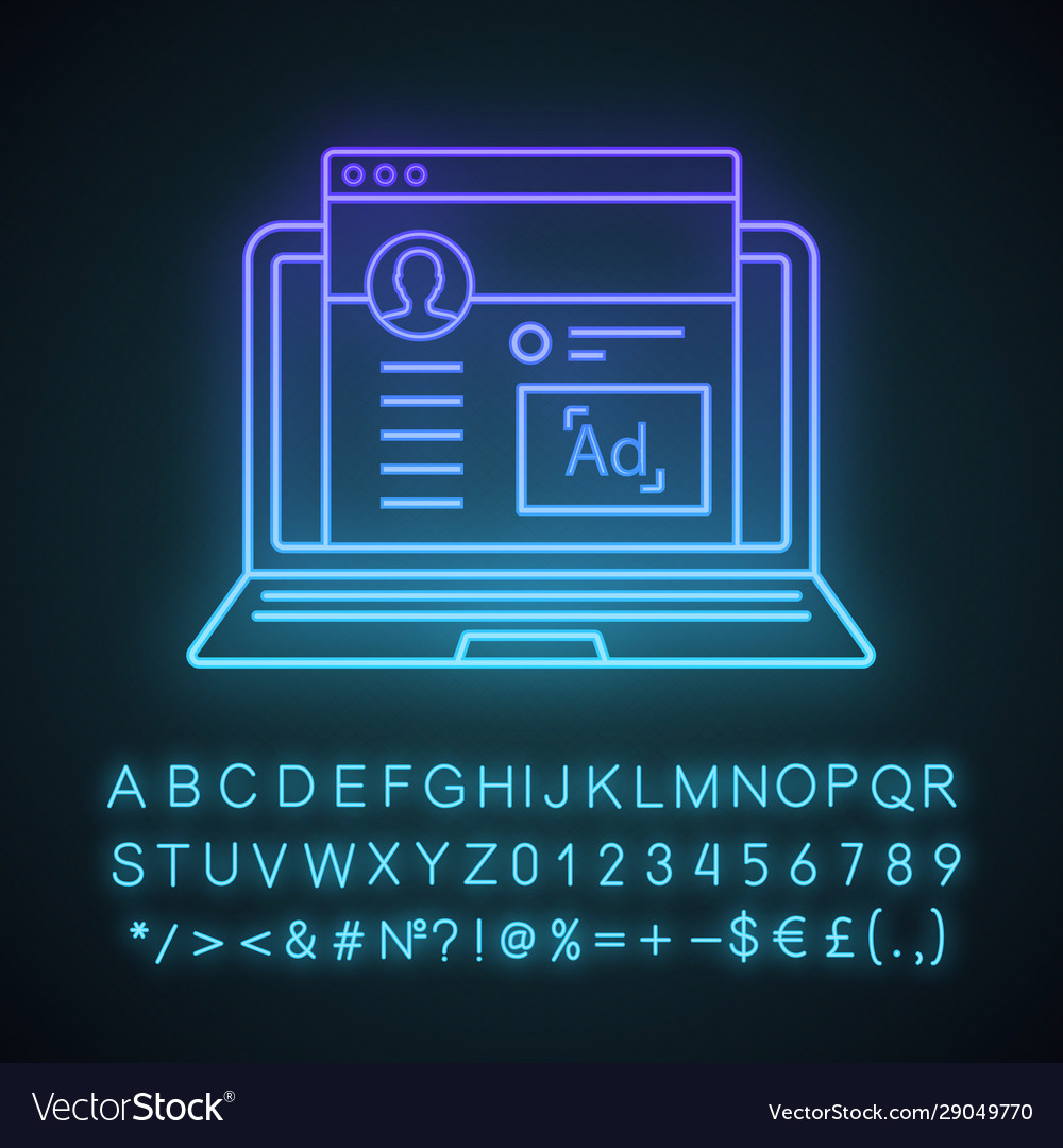 Social media marketing neon light icon vector image Social media marketing neon light icon