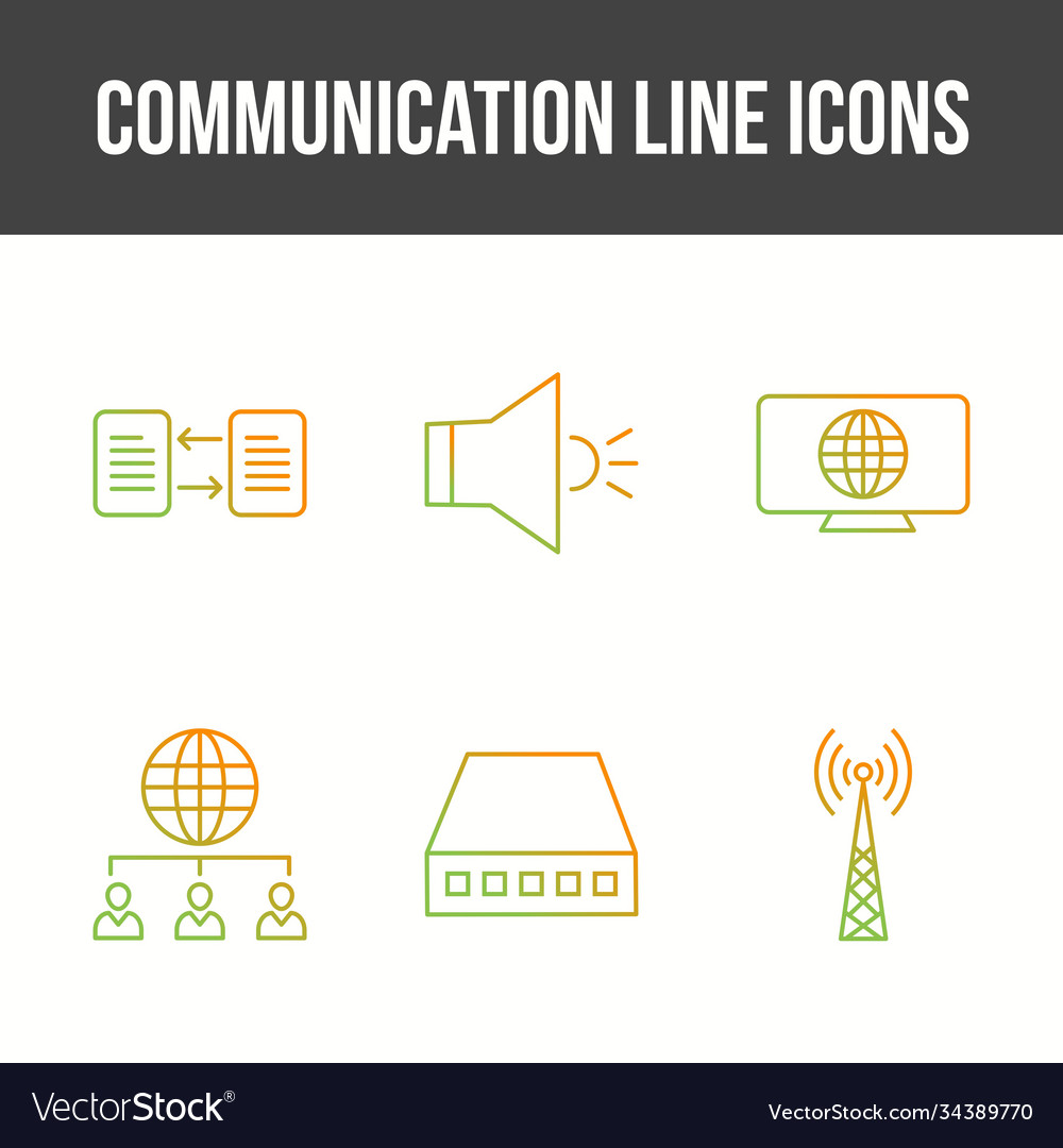 Unique communication line icon set