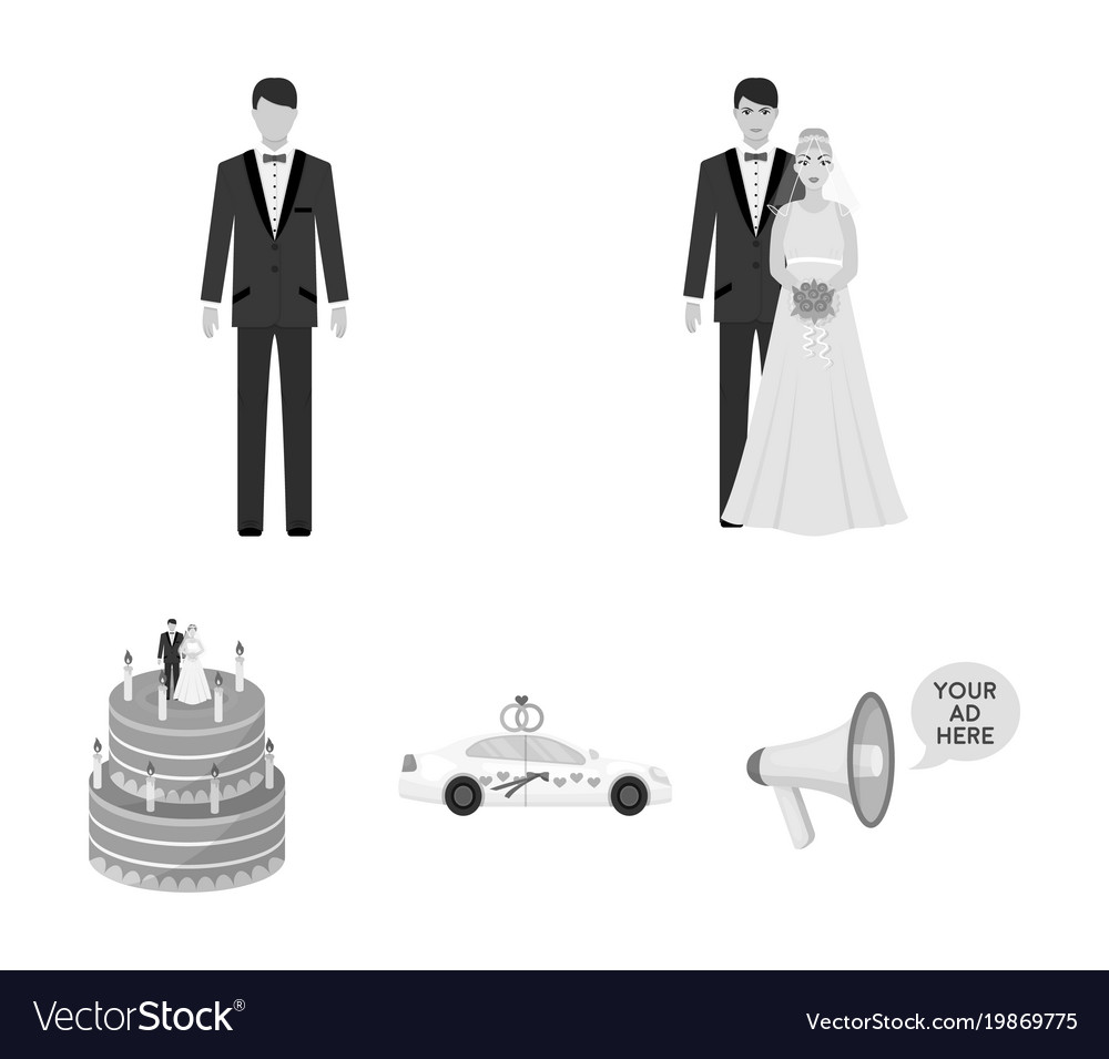 A bride and groom in wedding dress Royalty Free Vector Image