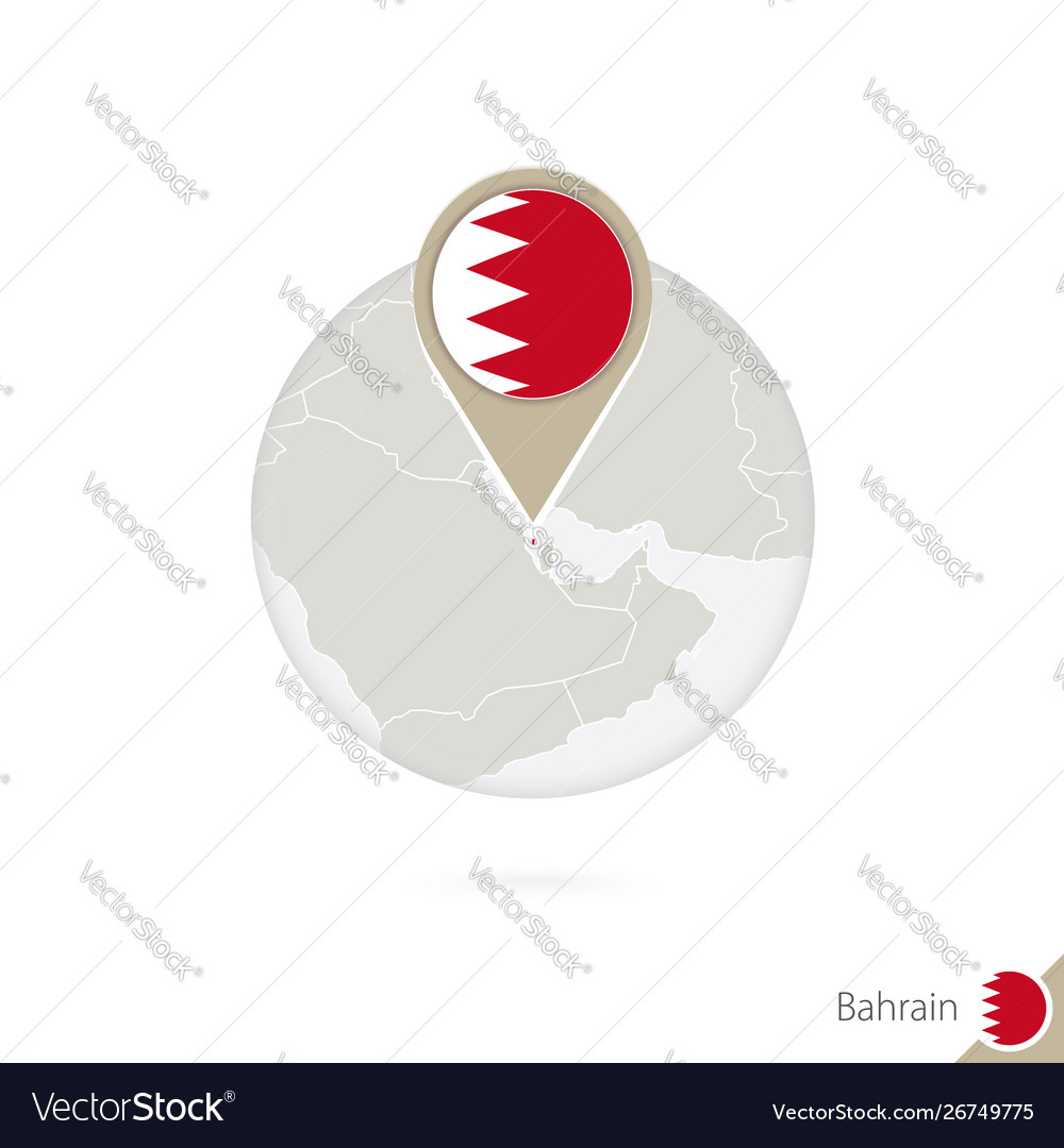 Bahrain map and flag in circle vector image Bahrain map and flag in circle