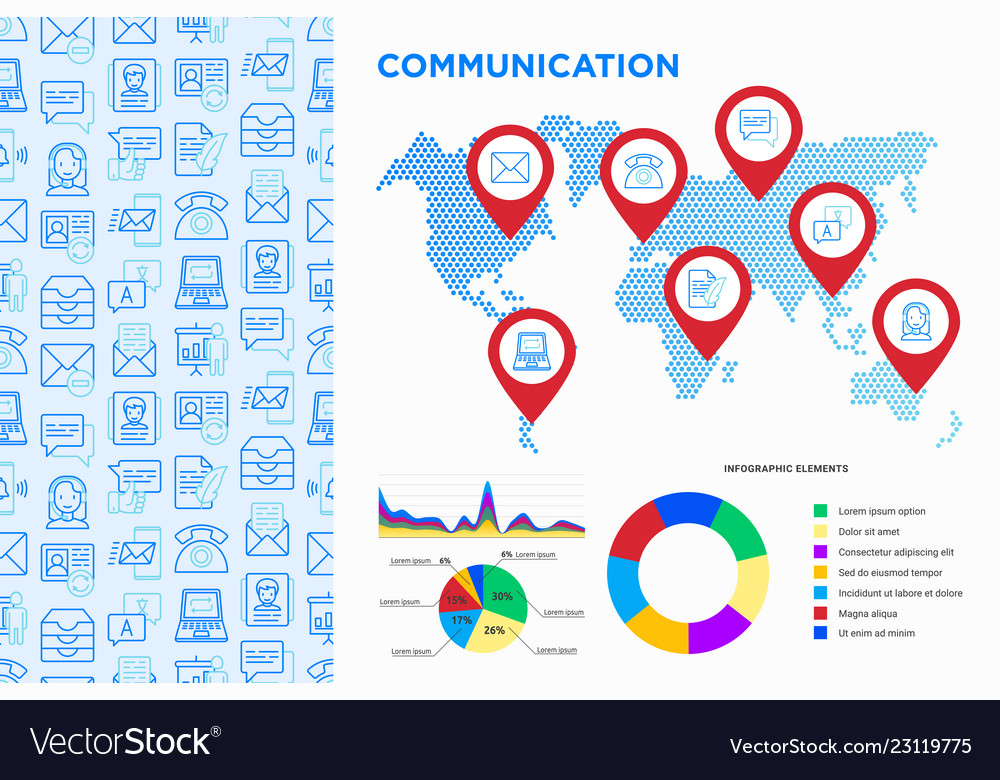 Communication infographics pointers on map