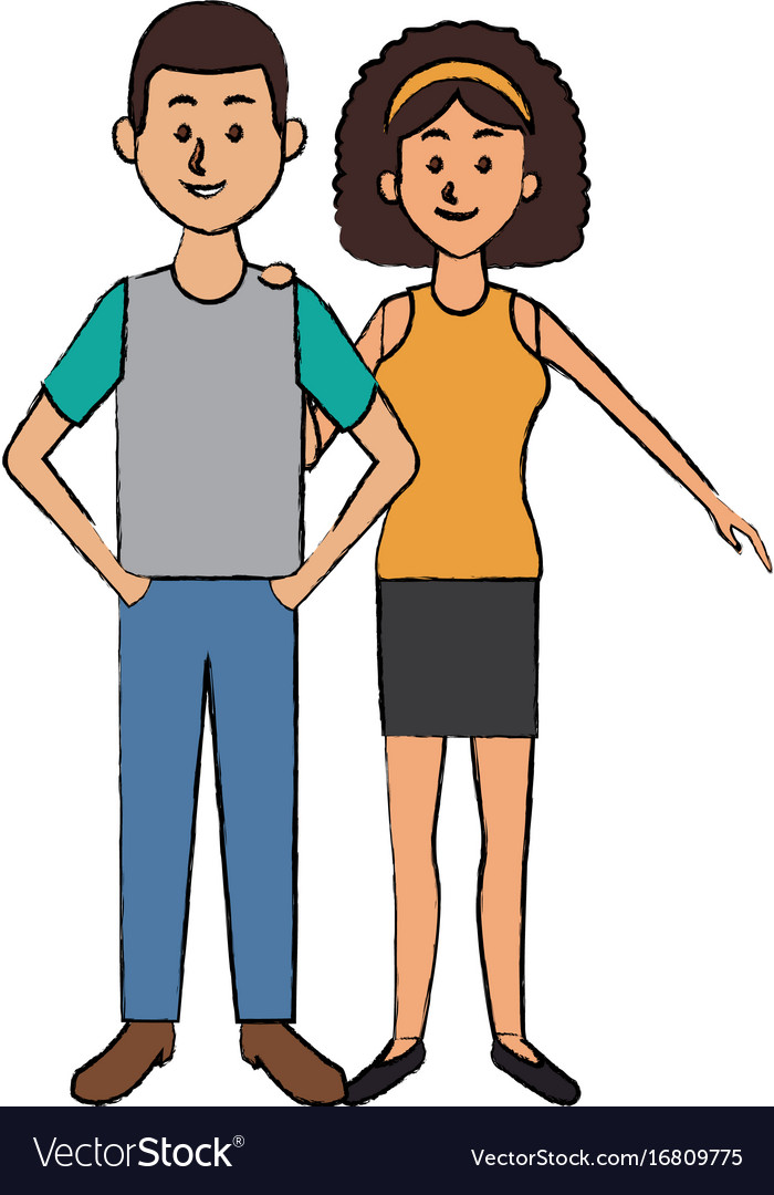 Couple Standing Man And Woman Together People Vector Image