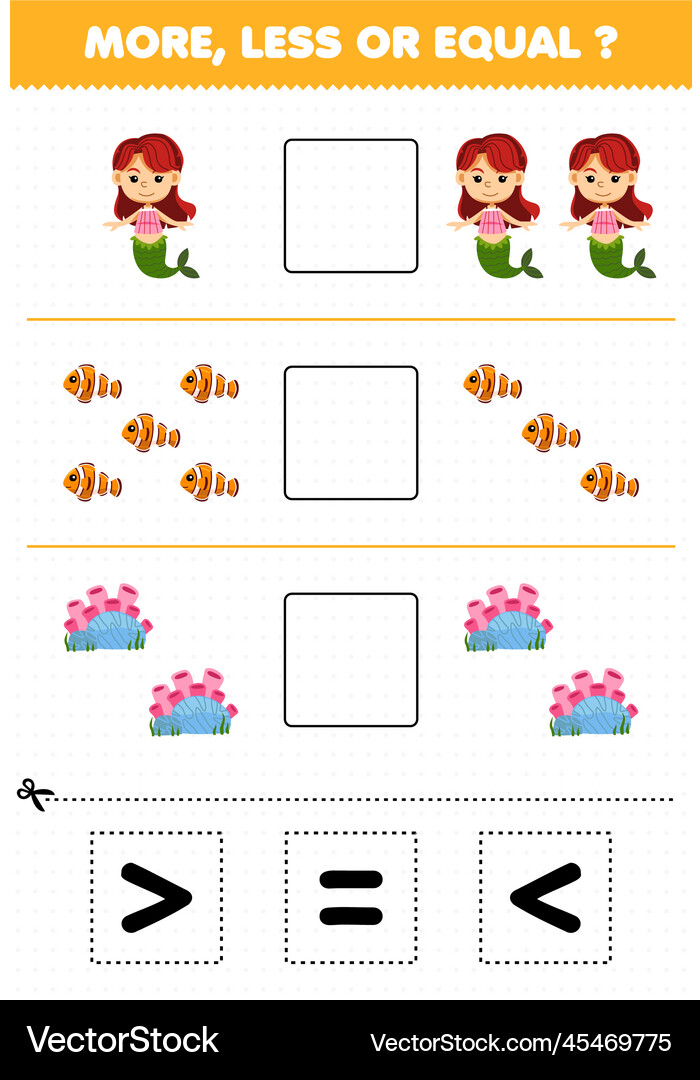 Education game for children count more less Vector Image