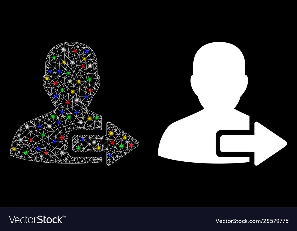 Flare mesh wire frame user logout arrow icon vector image Flare mesh wire frame user logout arrow icon