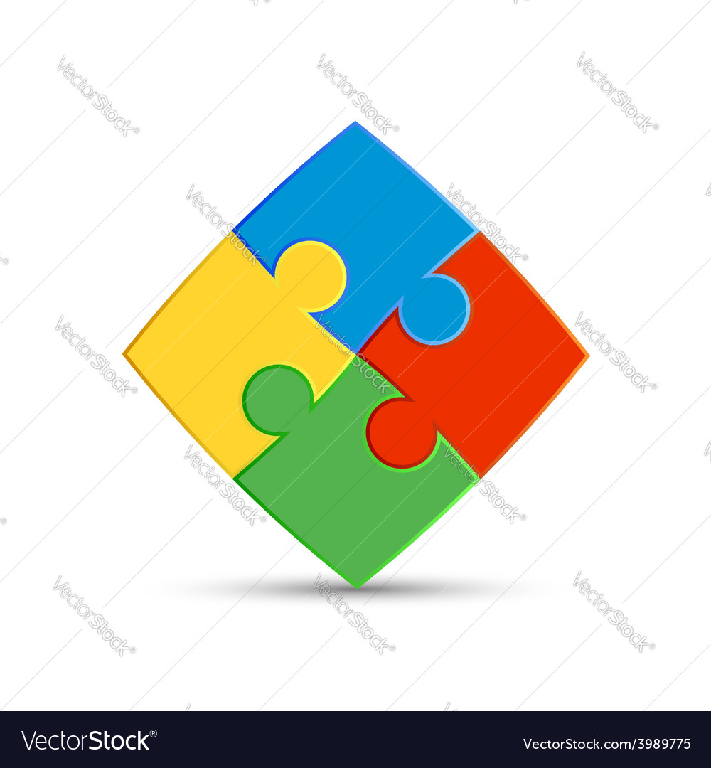 Four pieces puzzle are interconnected Royalty Free Vector