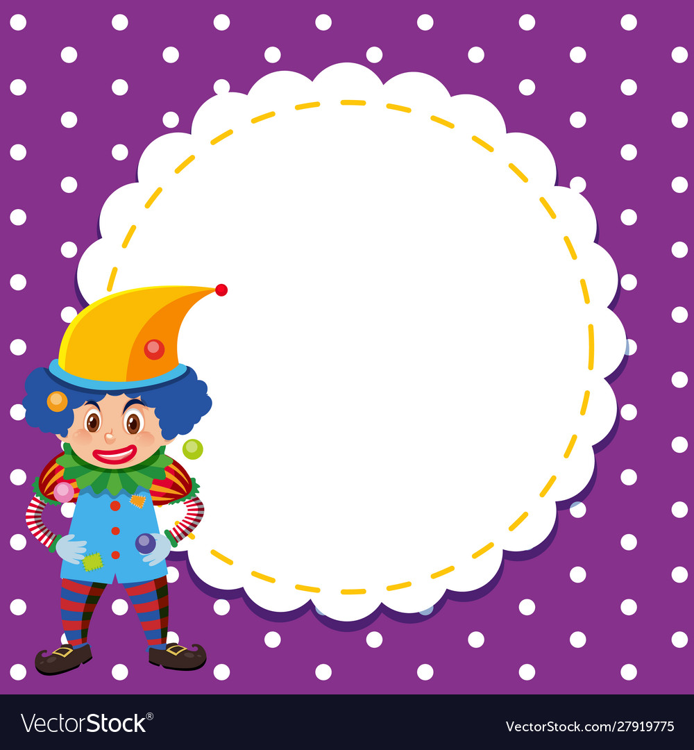 Frame template design with circus clown vector image Frame template design with circus clown
