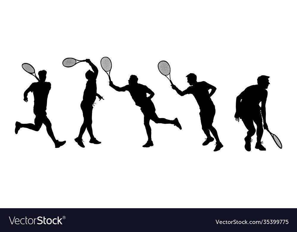 Man tennis players silhouette isolated