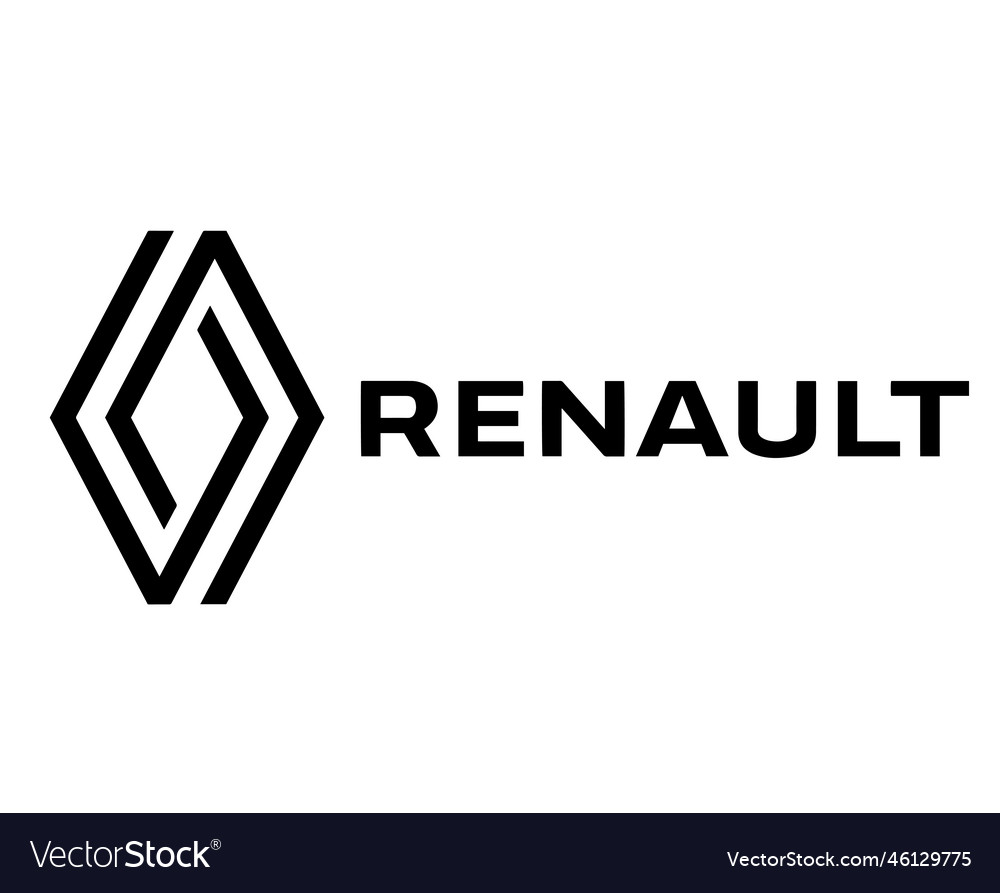 Renault symbol brand french car logo black design vector image Renault symbol brand french car logo black design