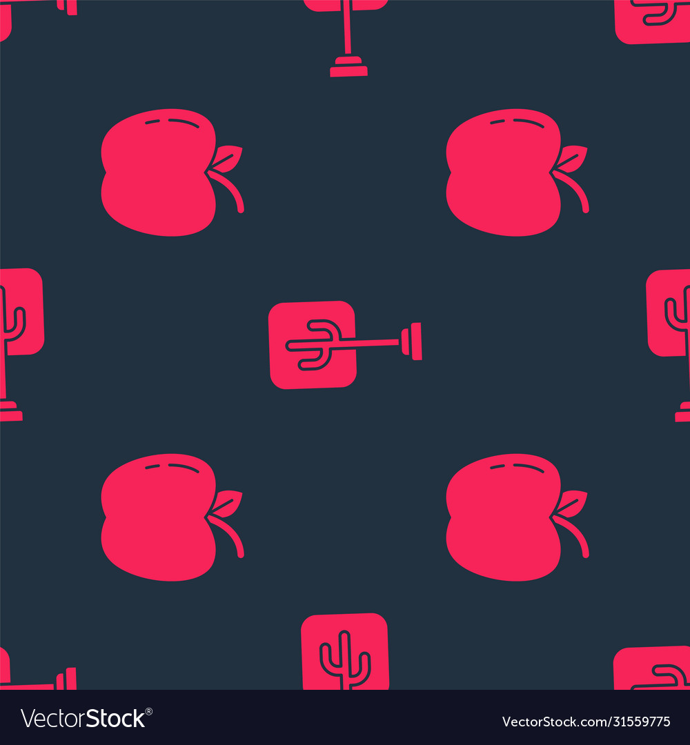 Set apple and tree on seamless pattern vector image Set apple and tree on seamless pattern
