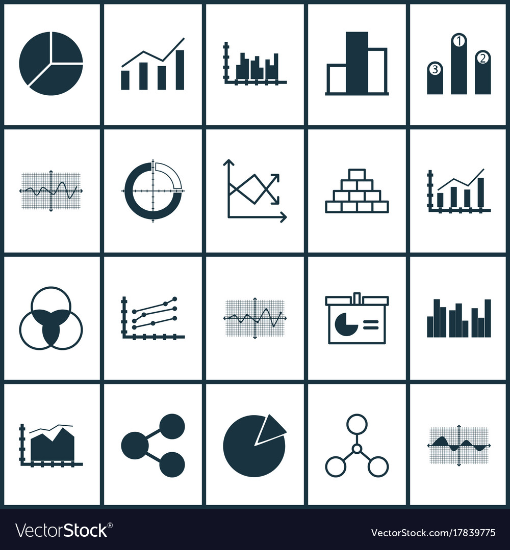 Set of graphs diagrams and statistics icons
