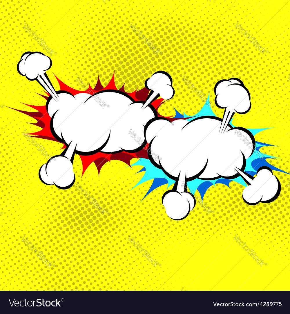 Two explosion cloud collision retro background
