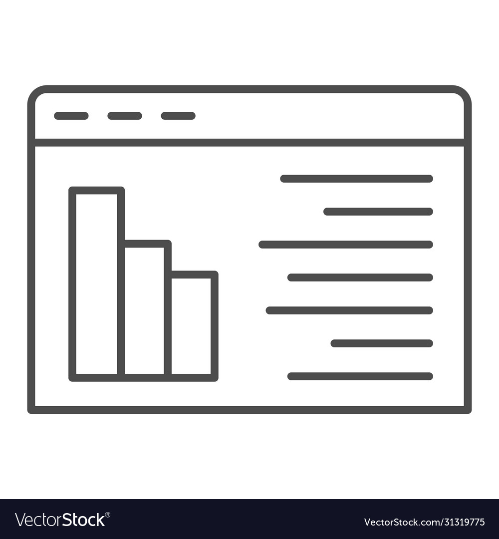 Website with report and diagram thin line icon Vector Image