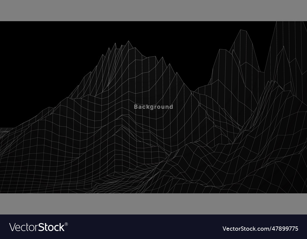 Wireframe landscape element graphic grid cyber Vector Image