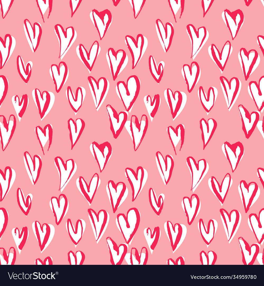 Abstract Seamless Heart Pattern Ink Royalty Free Vector