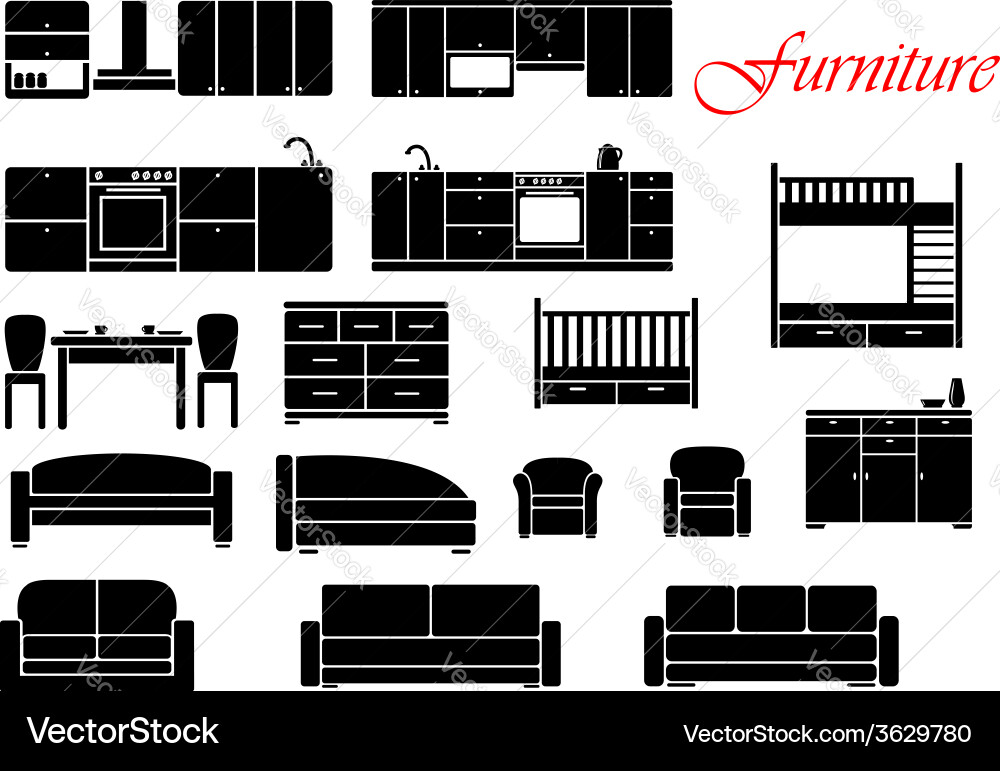 Assorted home furniture set Royalty Free Vector Image