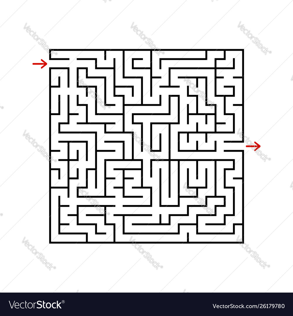 Black square maze with entrance and exit a game Vector Image