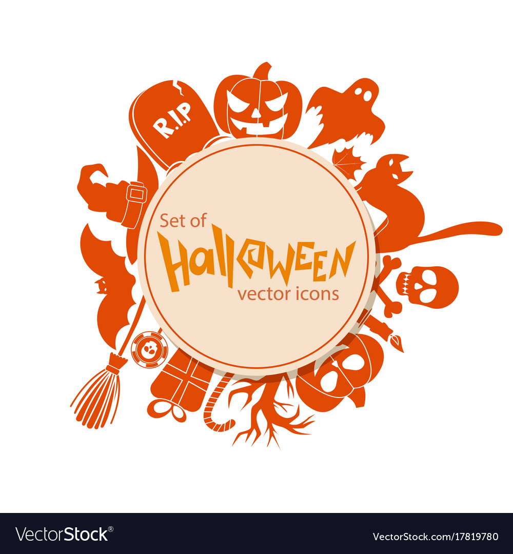 Circle shape template with halloween icons