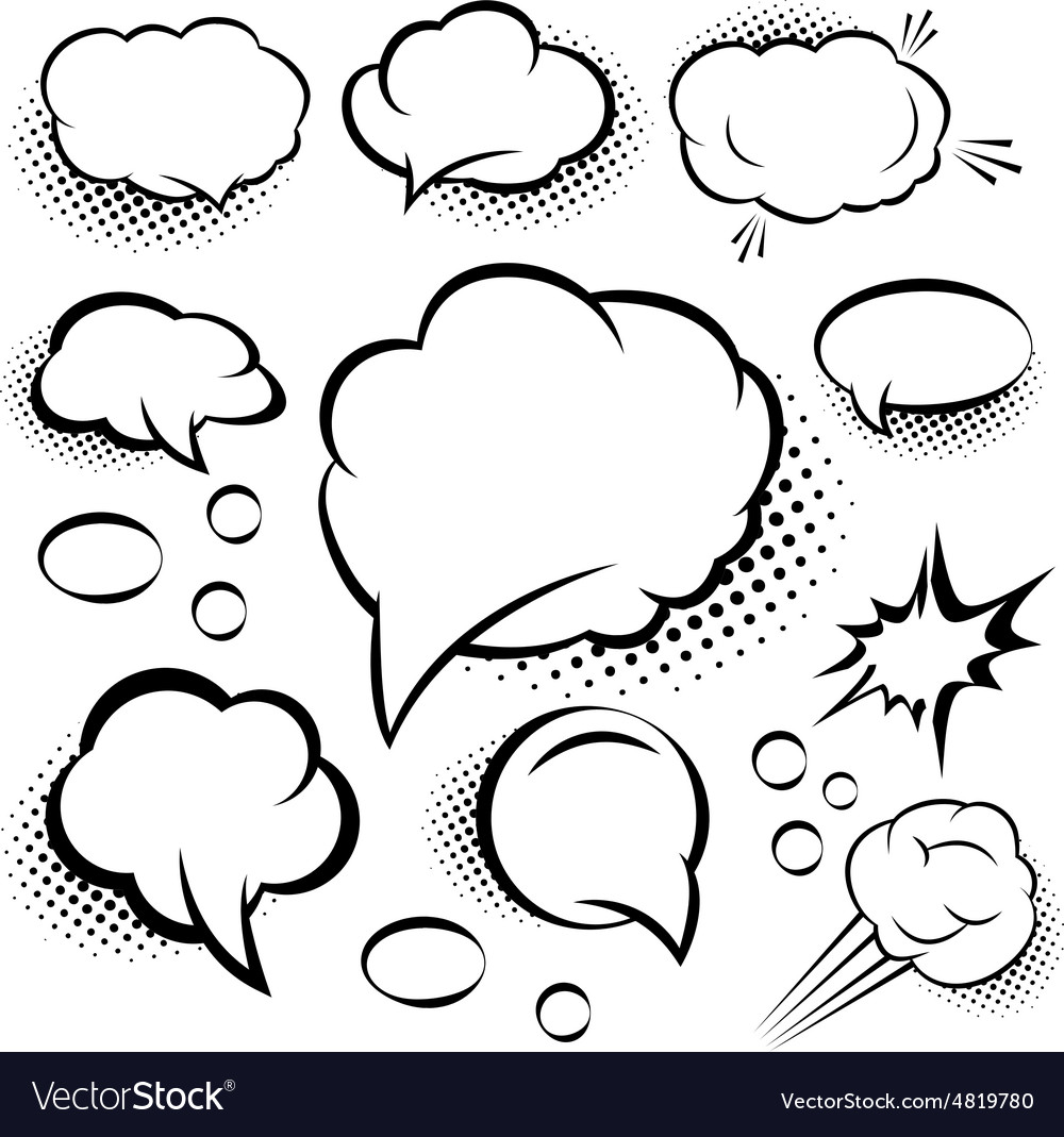 Comic Speech Bubbles & Halftone Elements