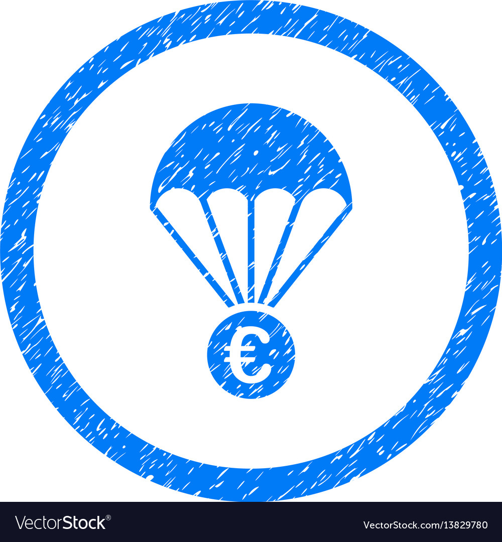 Euro parachute rounded icon rubber stamp