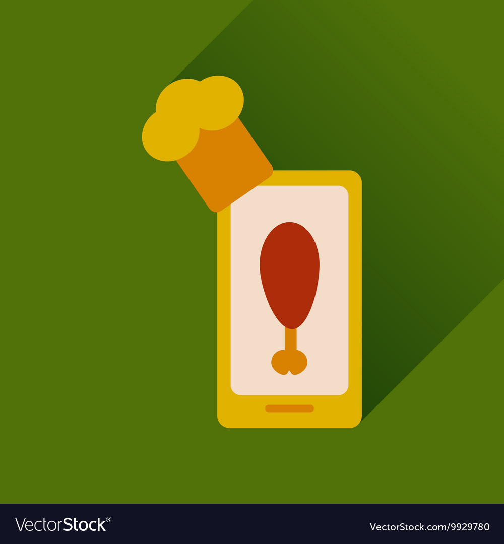 Flat web icon with long shadow mobile chef