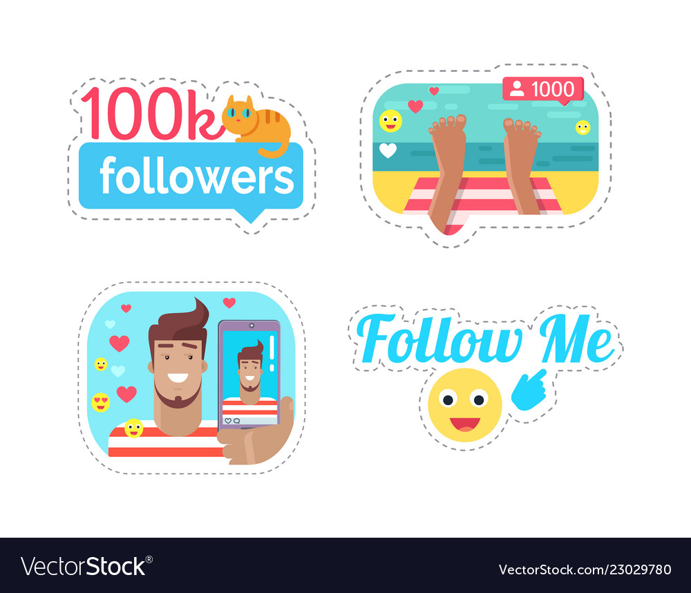 Follow Blogger Smartphone Beach Vacation Vector Image