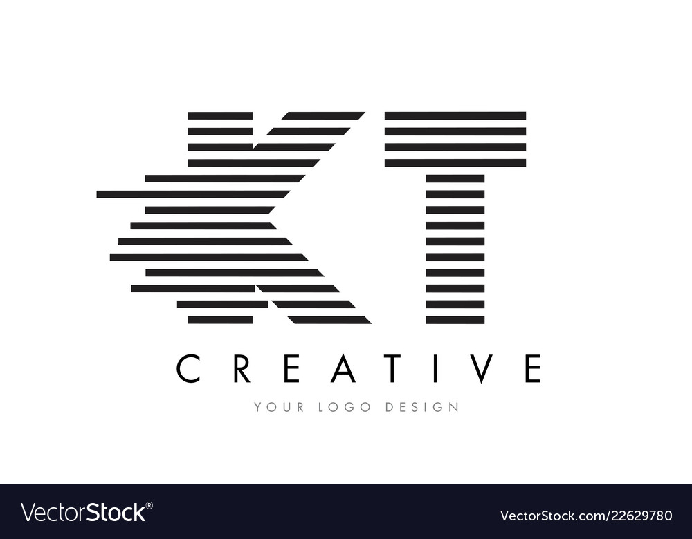 Kt k t zebra logo design mit schwarz