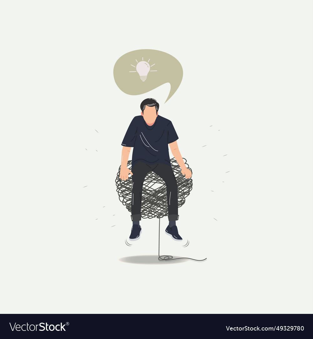 Man sitting on a flying scribble object vector image Man sitting on a flying scribble object