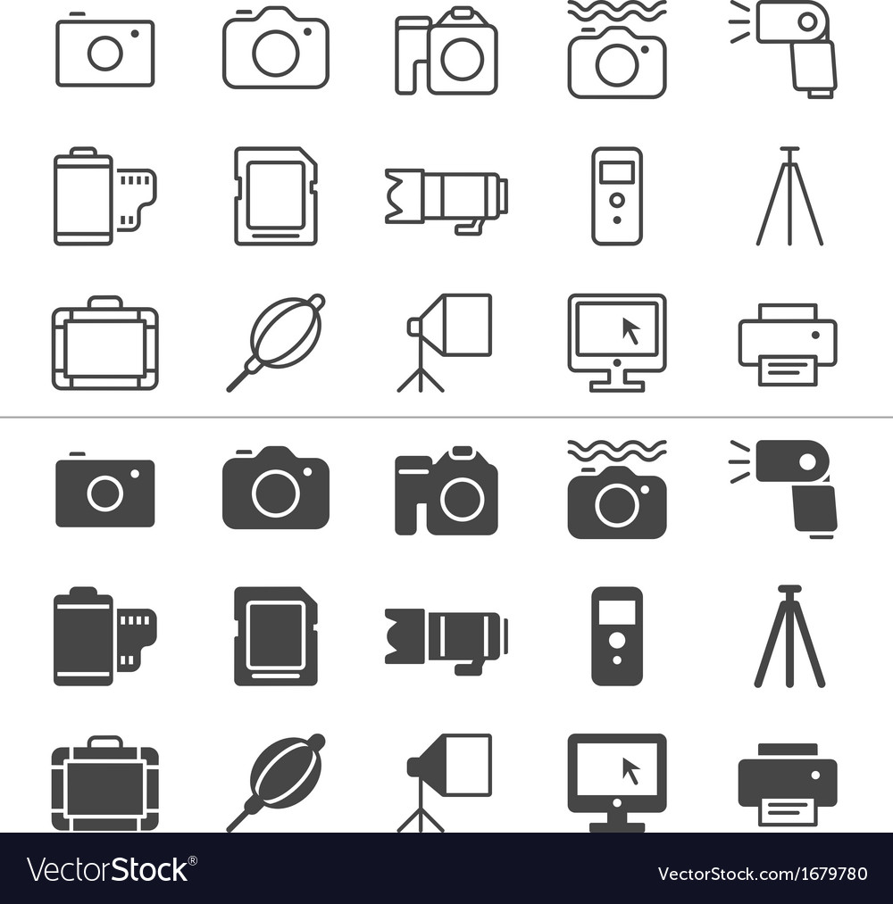 Photography thin icons Royalty Free Vector Image