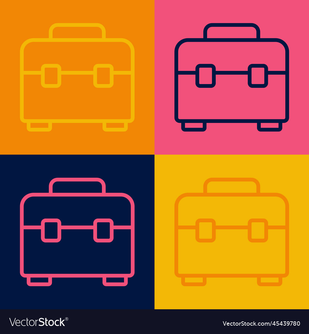 Pop art line toolbox icon isolated on color vector image Pop art line toolbox icon isolated on color