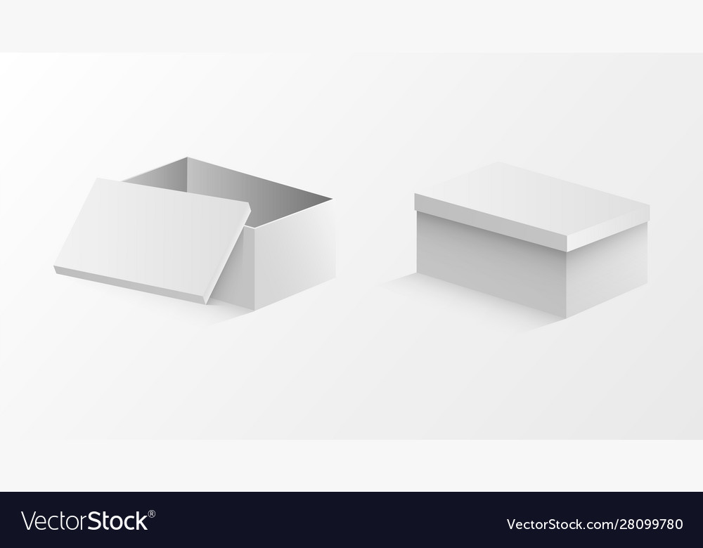 Realistische offene und geschlossene leere Verpackungsboxen