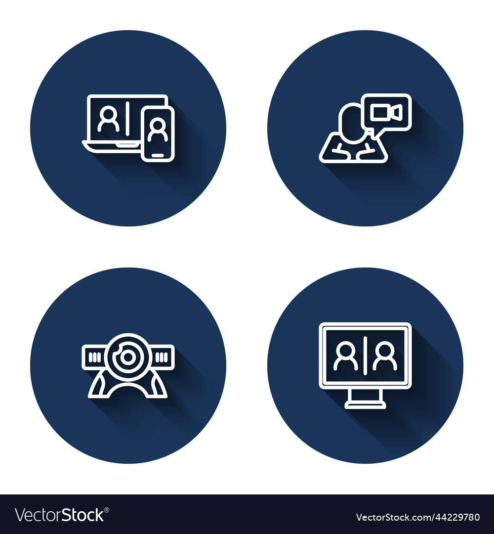 Set line video chat conference web camera vector image Set line video chat conference web camera