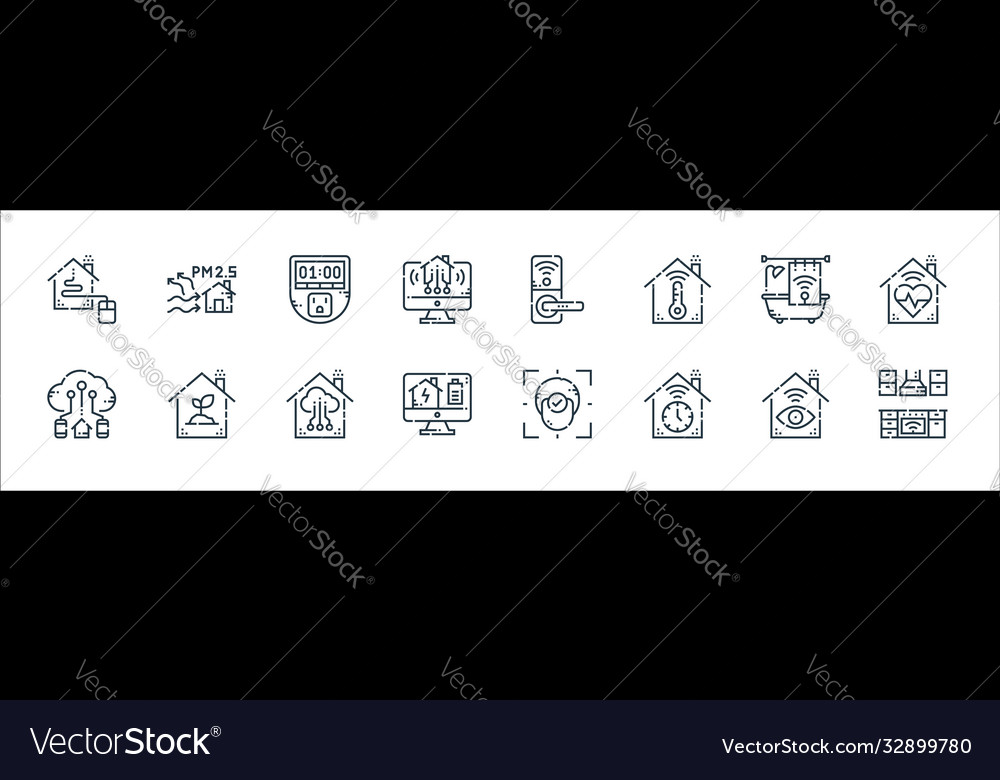 Smarthome line icons linear set quality vector image Smarthome line icons linear set quality