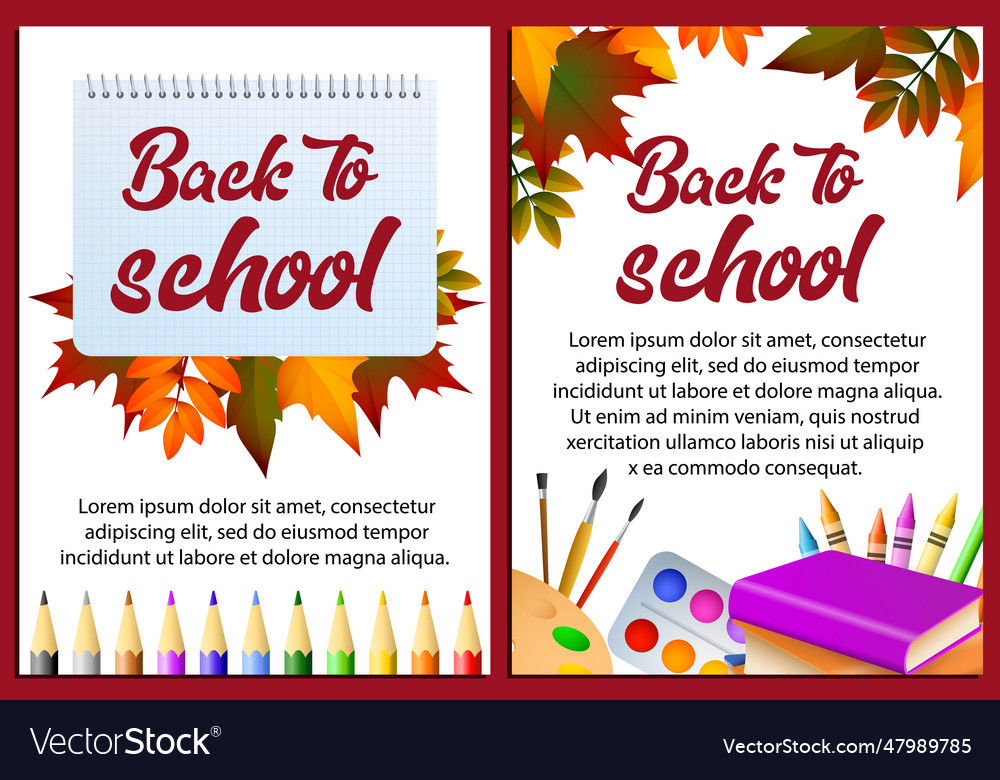 Back to school letterings in frames stationery Vector Image