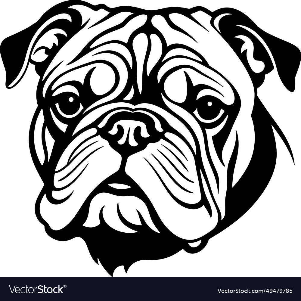 Bulldog portrait silhouette Royalty Free Vector Image