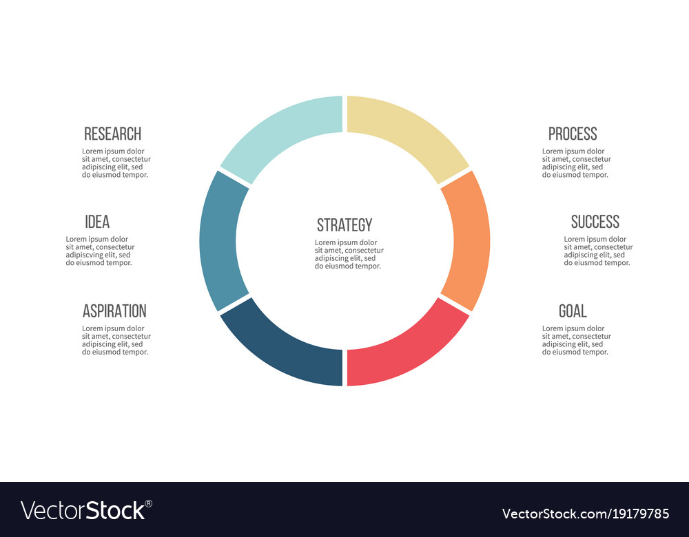 business infographics pie chart with 6 sections vector image
