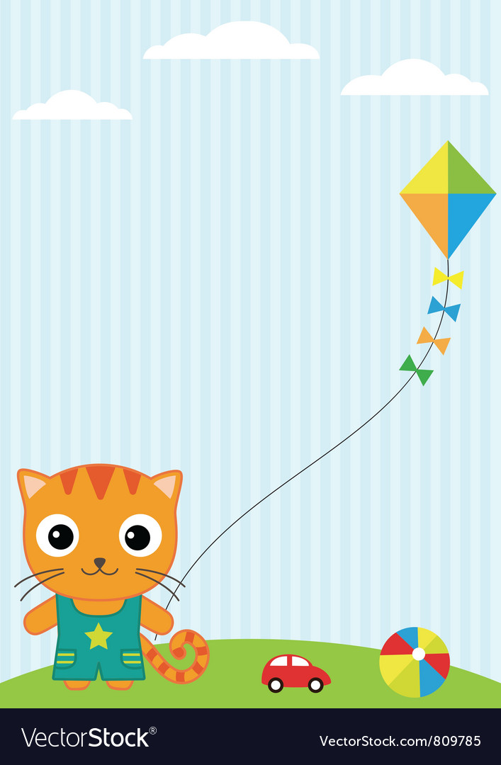 Cat and kite Royalty Free Vector Image VectorStock