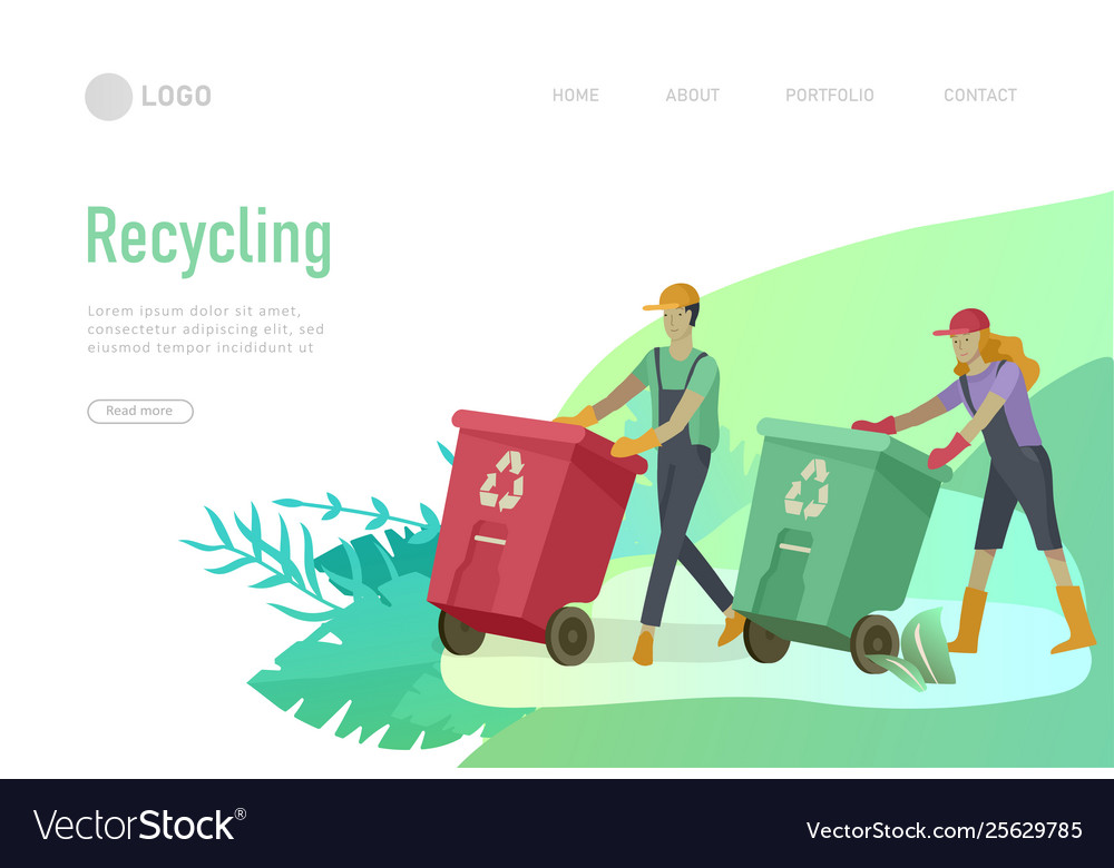 Landing page template with people recycle sort
