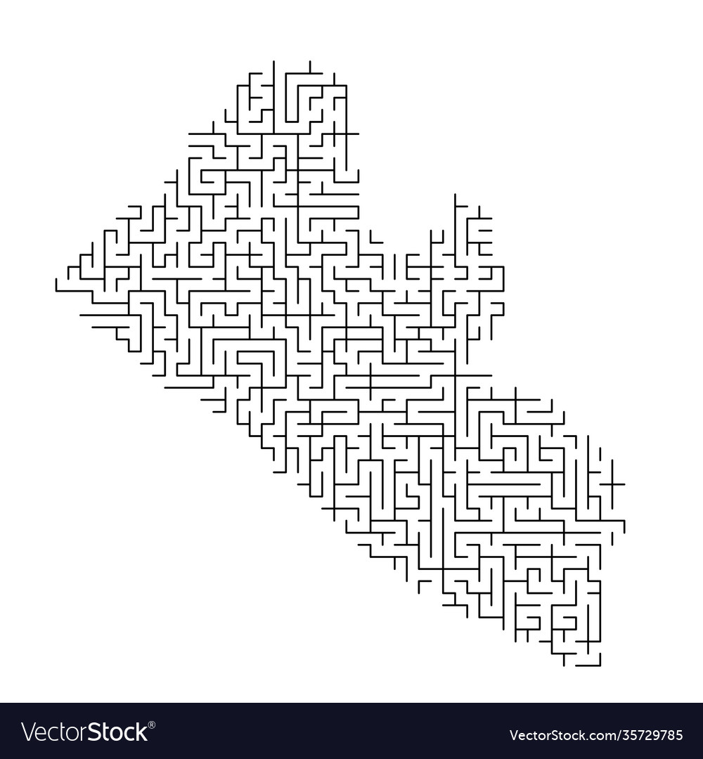 Liberia map from black pattern maze grid vector image Liberia map from black pattern maze grid