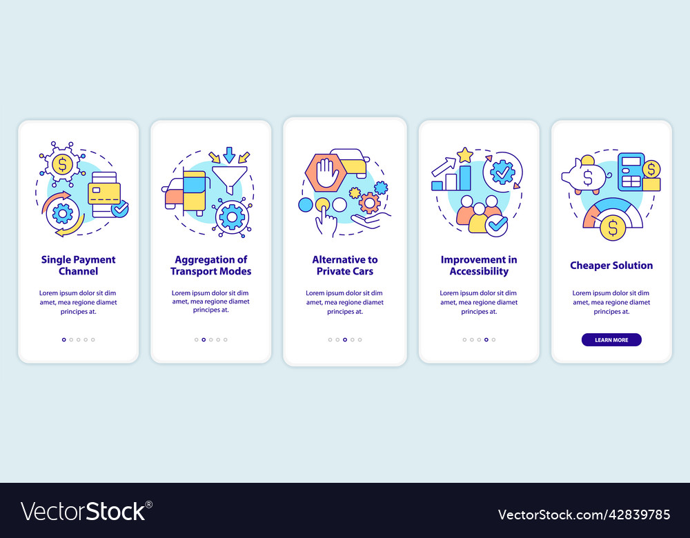 Mobility as service value onboarding mobile app Vector Image