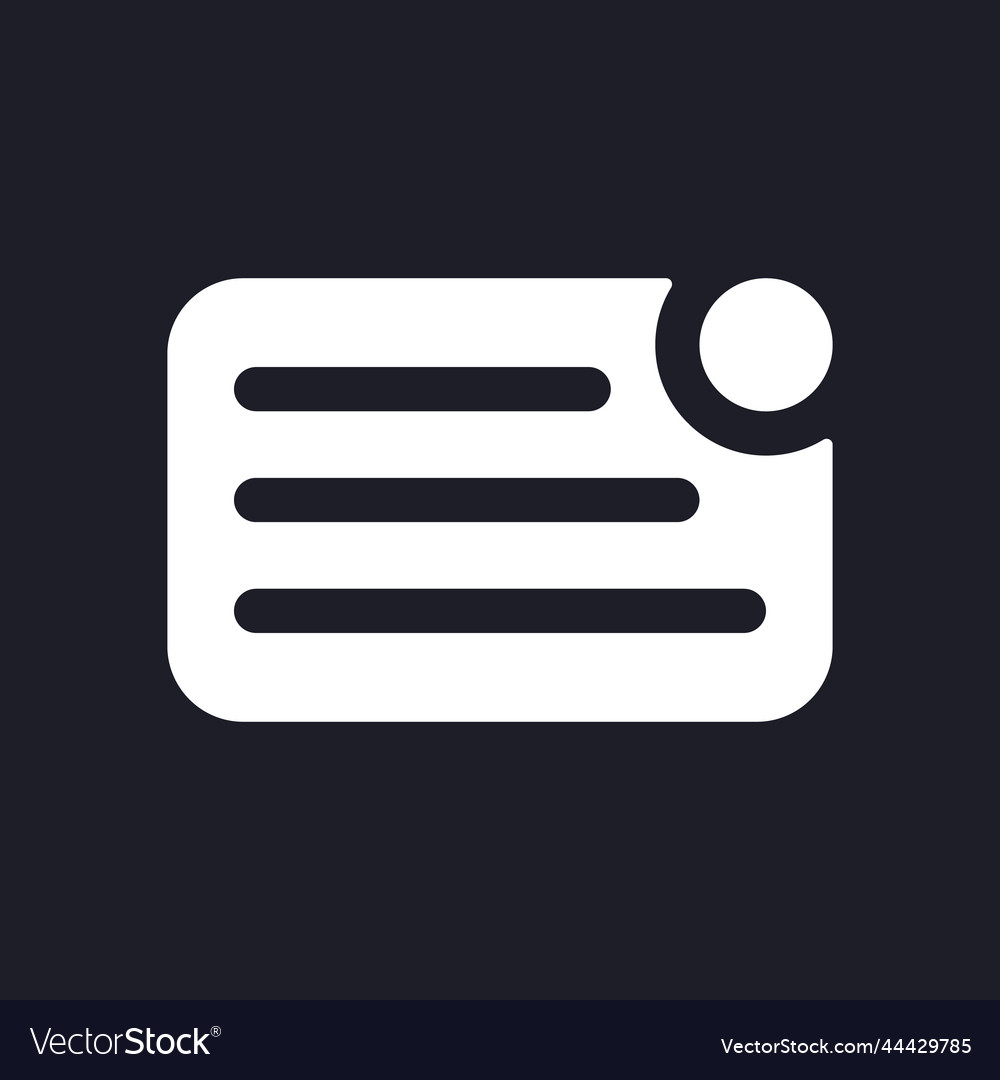 Notification from main menu dark mode glyph ui vector image Notification from main menu dark mode glyph ui