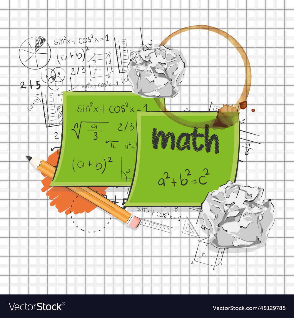 Pair of sticker notes with mathematical formulas