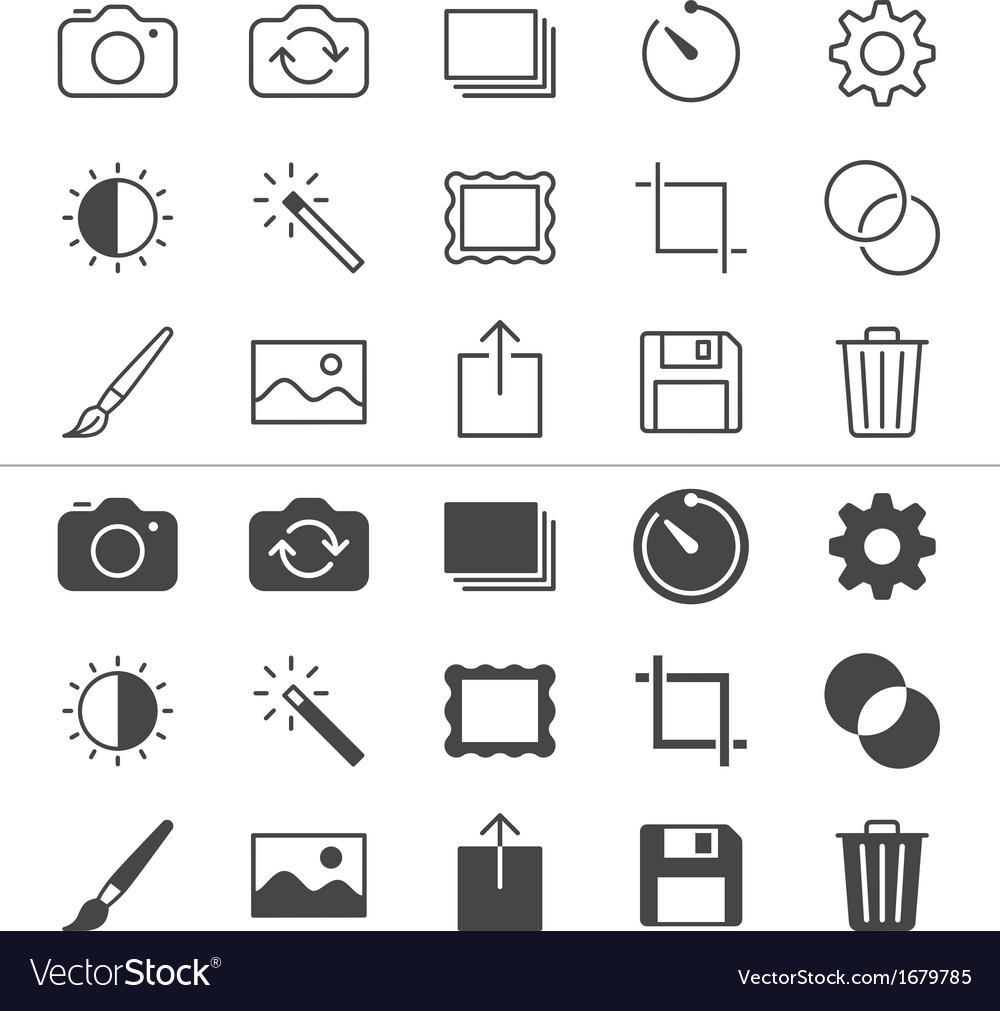 Photography thin icons Royalty Free Vector Image